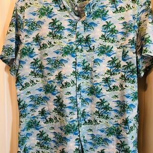 J. Crew Blue and Green Palm Print Men's Shirt